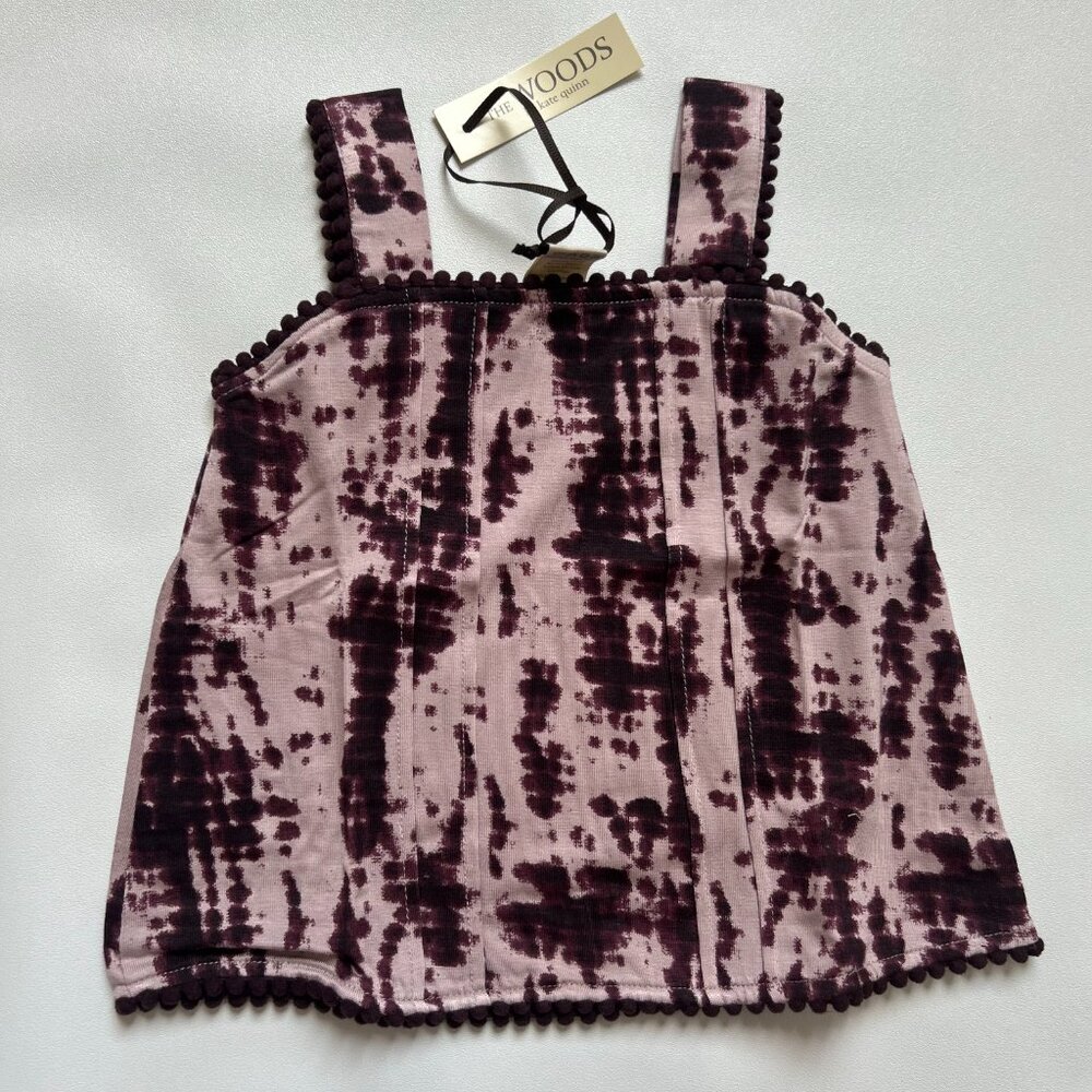 NWT Kate Quinn Modal Tank 3-6M Tanzanite Shibori Pom Pom Baby Top The Woods